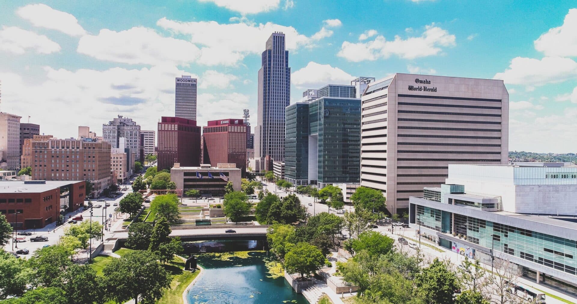 Downtown Omaha, Nebraska skyline with modern buildings